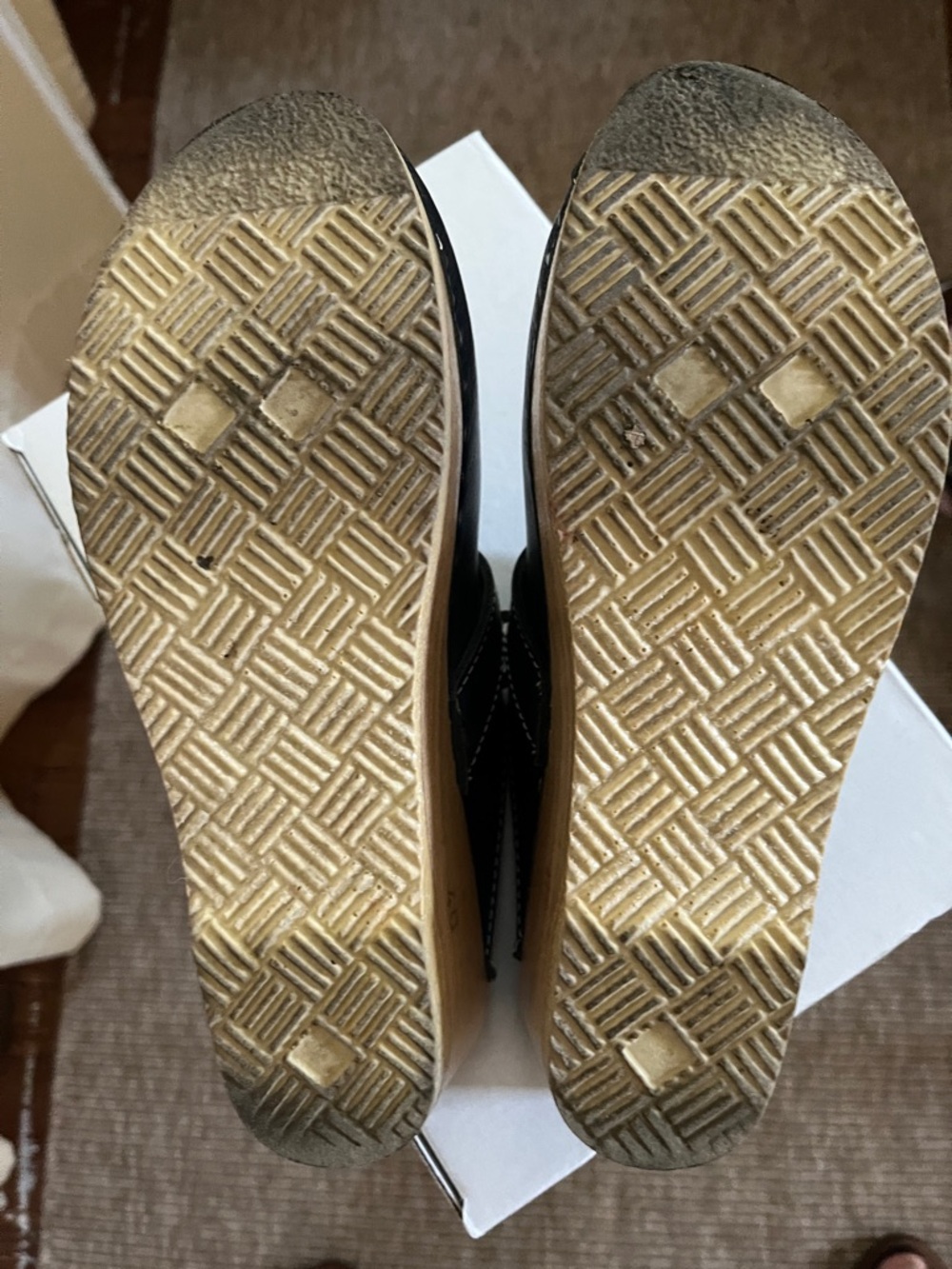 No. 6  Navy Leather Clogs with Contrast Stitching - Picture 3 of 5